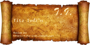Titz Iván névjegykártya